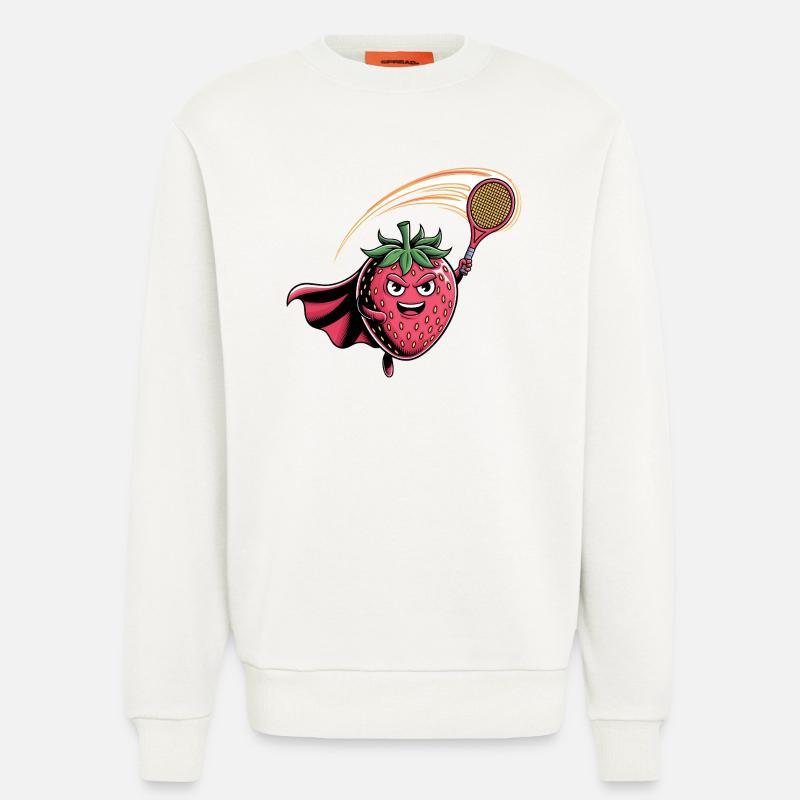 Erdbeere Superheld Tennis Smash mit Schläger - Sweatshirt - made by SPREAD  - OFF WHITE