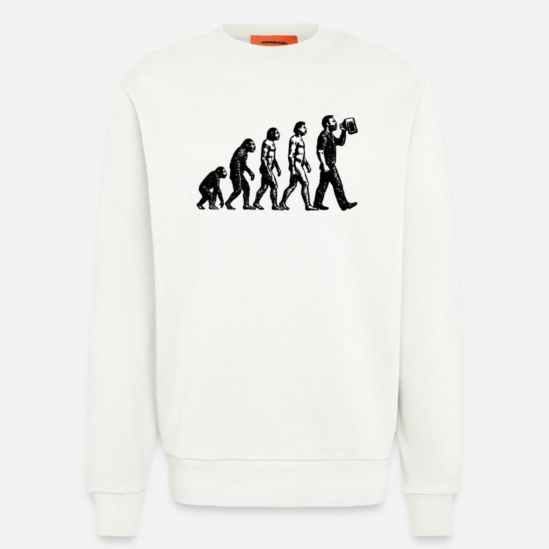 Evolution to Beer Drinker Grunge Design - Sweatshirt - made by SPREAD  - OFF WHITE