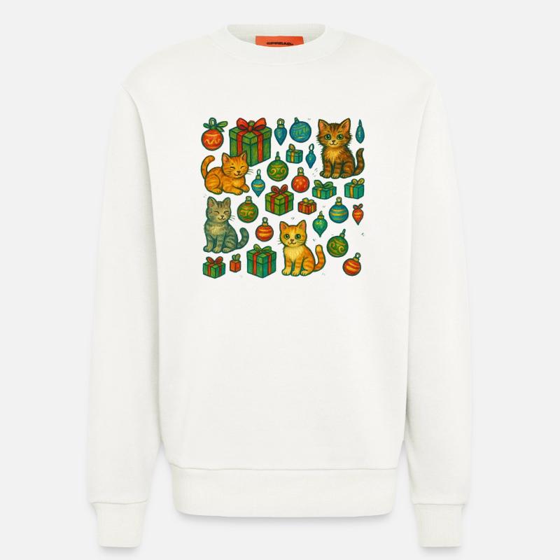 Festive Kitten Gift Pattern - Sweatshirt - made by SPREAD  - OFF WHITE
