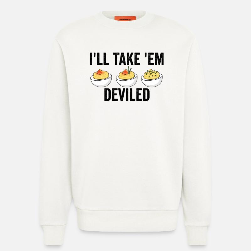 I'll take them, devilish Thanksgiving eggs - Sweatshirt - made by SPREAD  - OFF WHITE