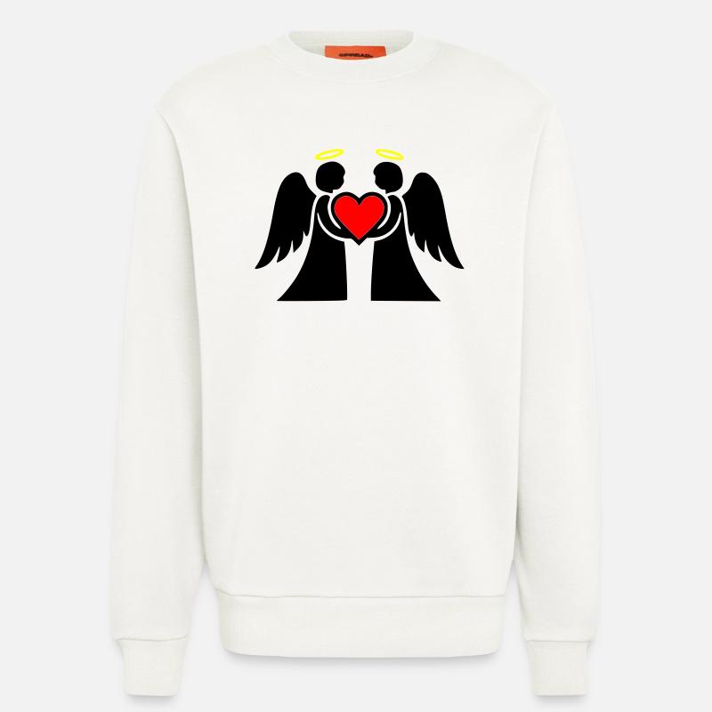 Engel Paar mit Herz Piktogramm - Sweatshirt - made by SPREAD - OFF WHITE