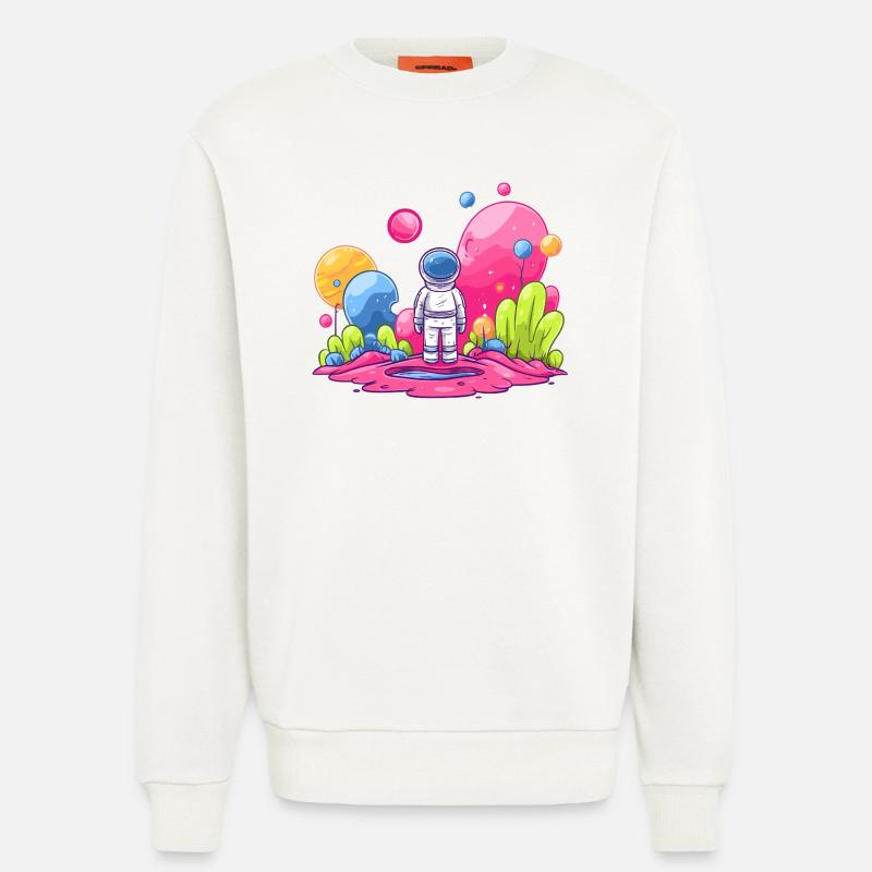 Astronaute dans l’espace rose - Sweat bio décontracté fabriqué en UE - OFF WHITE