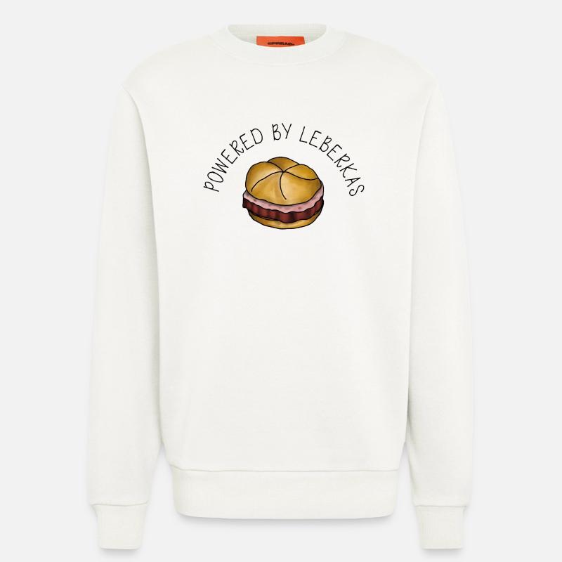 Powered by Leberkas – Leberkäse Spruch - Sweatshirt - made by SPREAD  - OFF WHITE