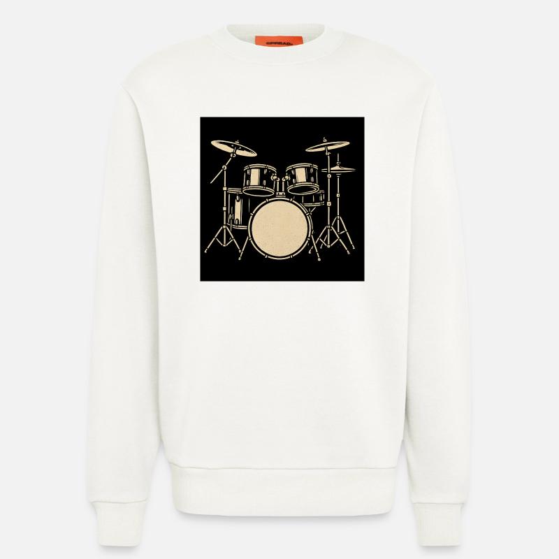 Schwarzsilbernes Drumset Illustration - Sweatshirt - made by SPREAD  - OFF WHITE