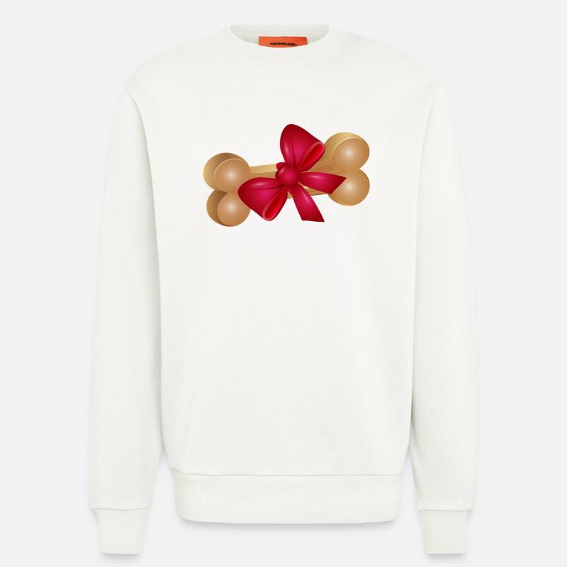 Geschenk-Kauknochen mit roter Schleife - Sweatshirt - made by SPREAD  - OFF WHITE