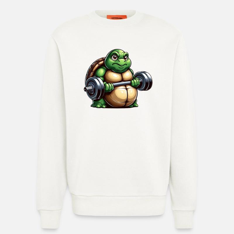 Grim Turtle Dumbbell Training Workout - Sweatshirt - made by SPREAD  - OFF WHITE