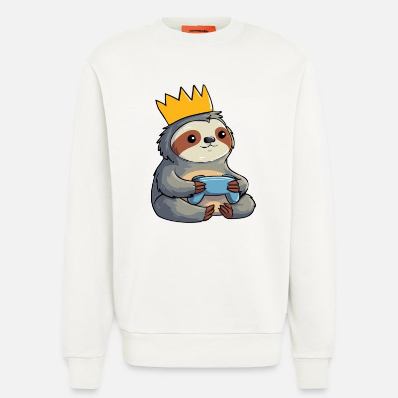Faultier mit Krone und controller - Sweatshirt - made by SPREAD  - OFF WHITE