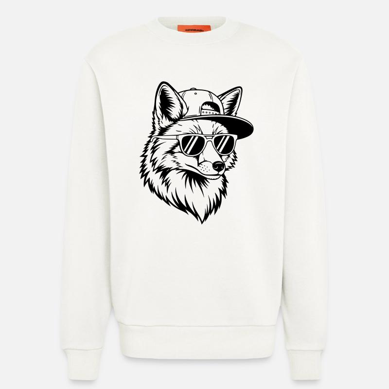 Cooler Fuchs mit Cap und Sonnenbrille - Sweatshirt - made by SPREAD  - OFF WHITE