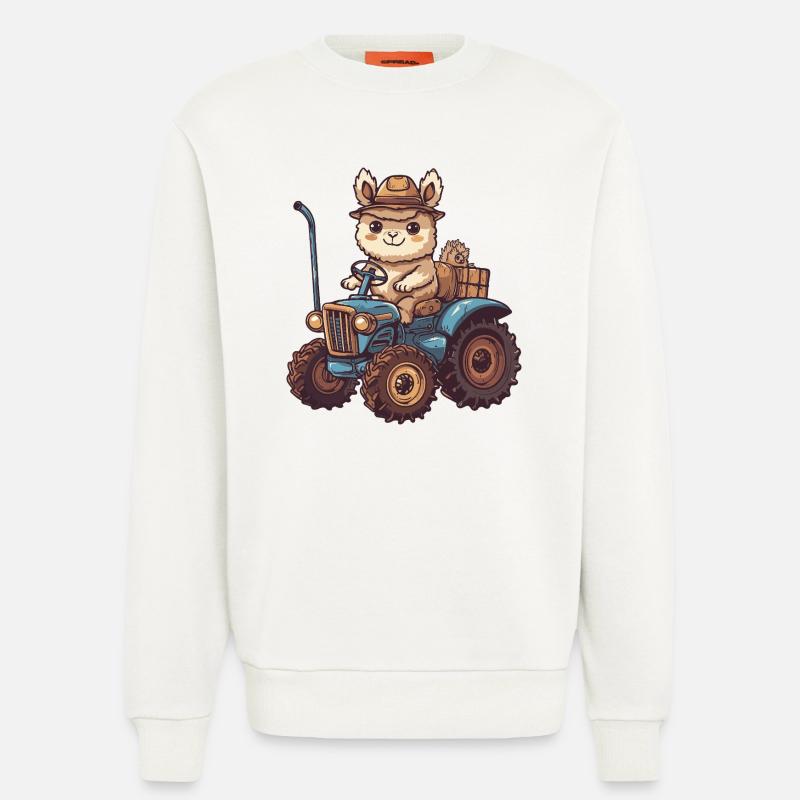 Alpaka Llama Traktor Farmer - Sweatshirt - made by SPREAD  - OFF WHITE