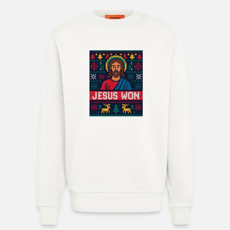 Jesus Won Pixel Weihnachtschristlicher Glaube - Sweatshirt - made by SPREAD  - OFF WHITE