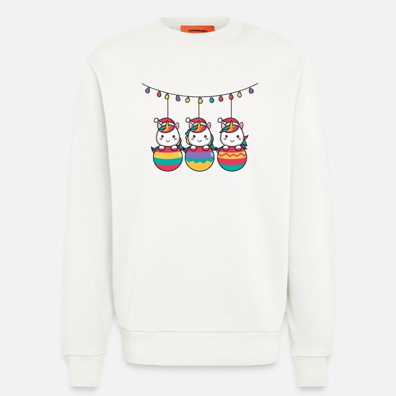 Three Rainbow Unicorns Christmas - Sweatshirt - made by SPREAD - OFF WHITE