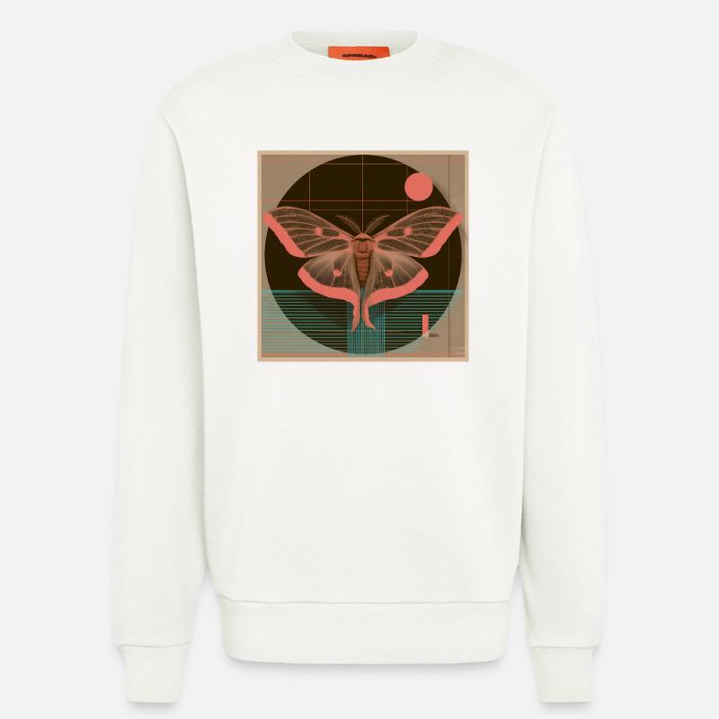 Luna Moth – Rétro Geometry Moth Design - Sweat bio décontracté fabriqué en UE - OFF WHITE