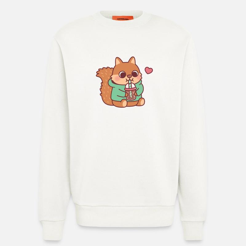 Süßes Eichhörnchen liebt Boba-Tee - Sweatshirt - made by SPREAD  - OFF WHITE