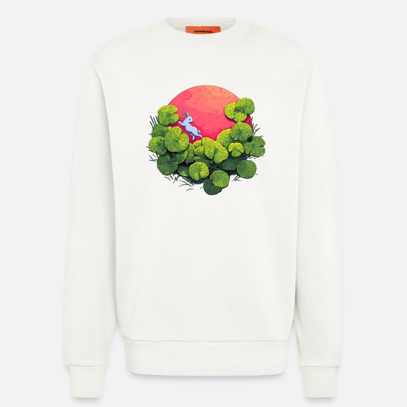 Moonlight Bunny in Leaf Forest - Sweatshirt - made by SPREAD - OFF WHITE