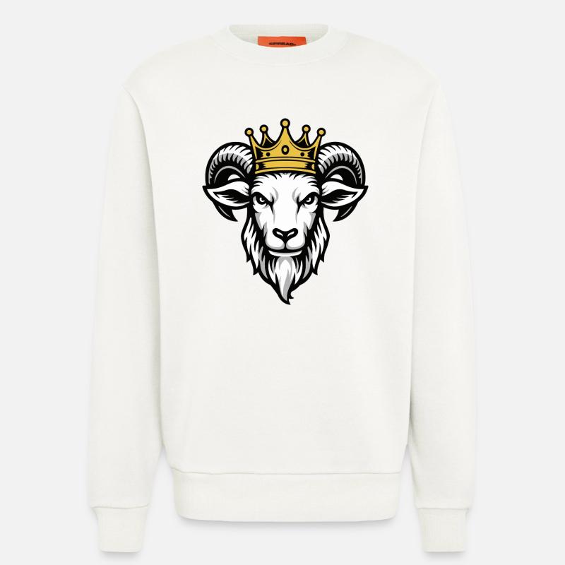 Graphique de couronne royale de chèvre - Sweat bio décontracté fabriqué en UE - OFF WHITE
