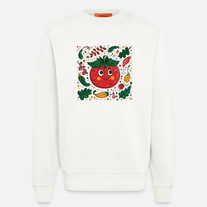 Fröhliche Tomate im Gartendesign - Sweatshirt - made by SPREAD  - OFF WHITE