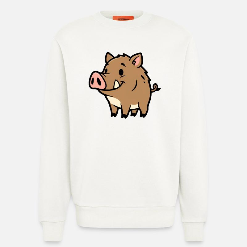 Süßes Wildschwein Comic Glücksbringer - Sweatshirt - made by SPREAD  - OFF WHITE