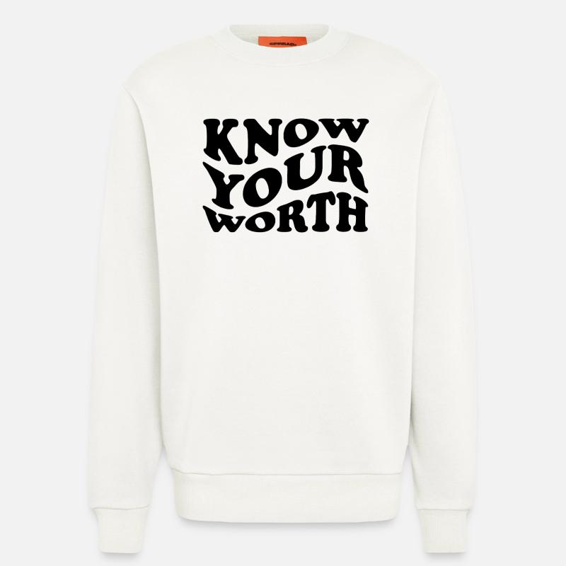 Know Your Worth – Selbstliebe Statement - Sweatshirt - made by SPREAD  - OFF WHITE