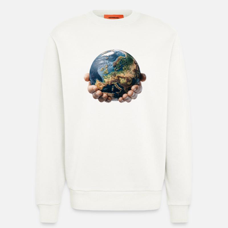 Earth in Hands: Global Responsibility - Sweatshirt - made by SPREAD  - OFF WHITE