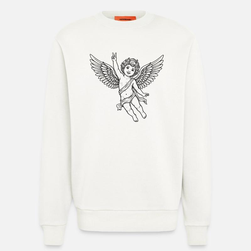 Fröhlicher Friedens-Engel mit Peace-Zeichen - Sweatshirt - made by SPREAD  - OFF WHITE