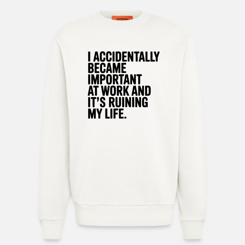 Accidentally Important at Work - Sweatshirt - made by SPREAD  - OFF WHITE