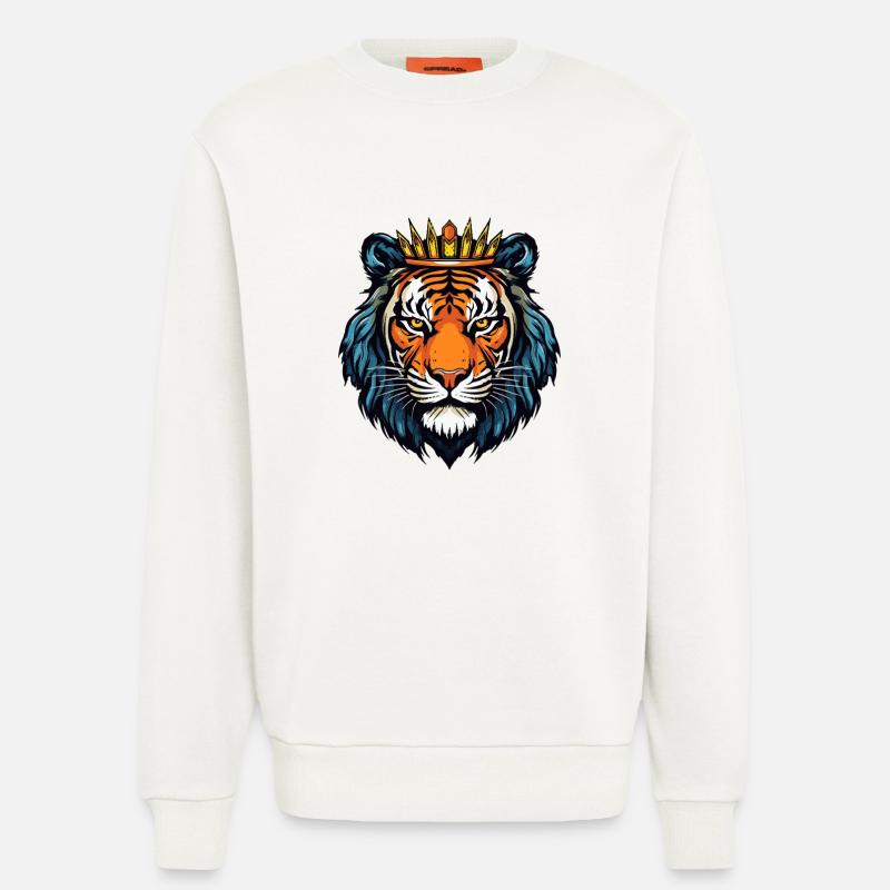 Königlicher Tigerkopf mit Krone - Sweatshirt - made by SPREAD  - OFF WHITE