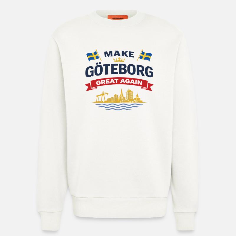 Göteborg-Silhouette mit schwedischen Flaggen - Sweatshirt - made by SPREAD  - OFF WHITE
