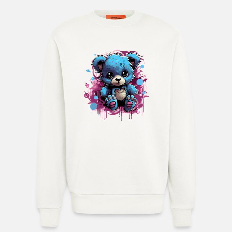 Blauer Kuschelbär Graffiti Pop - Sweatshirt - made by SPREAD  - OFF WHITE