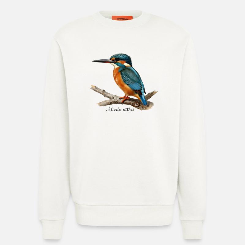 Bunter Eisvögel auf Ast - Sweatshirt - made by SPREAD  - OFF WHITE