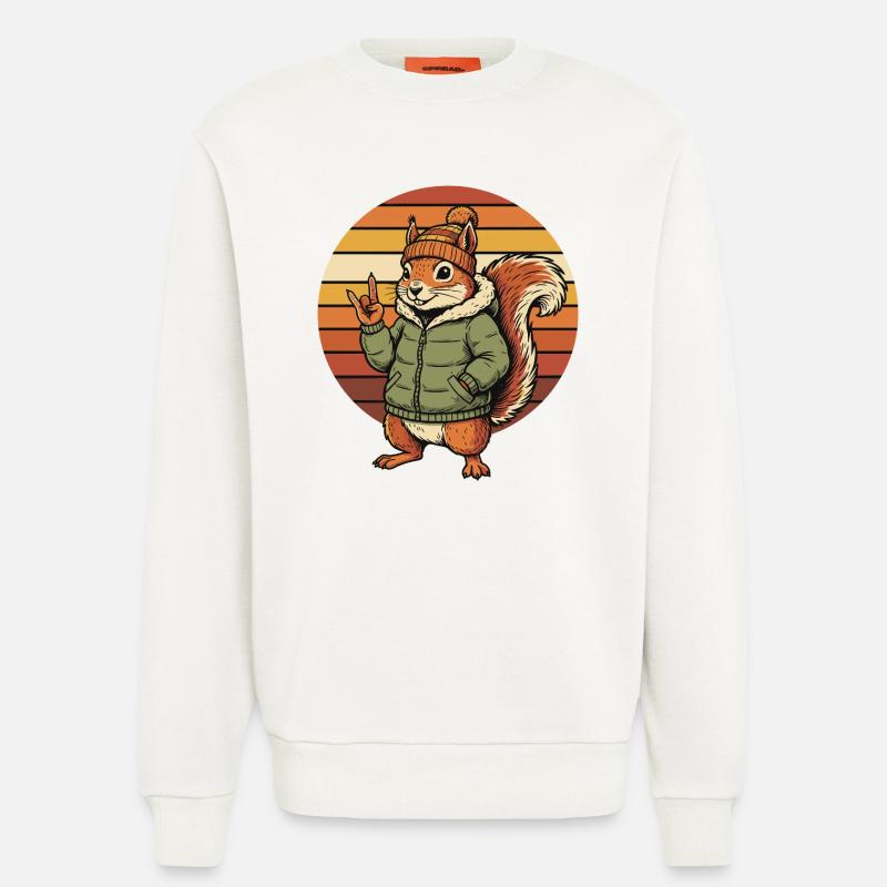 Cooles Eichhörnchen - Winter Retro Design - Sweatshirt - made by SPREAD  - OFF WHITE
