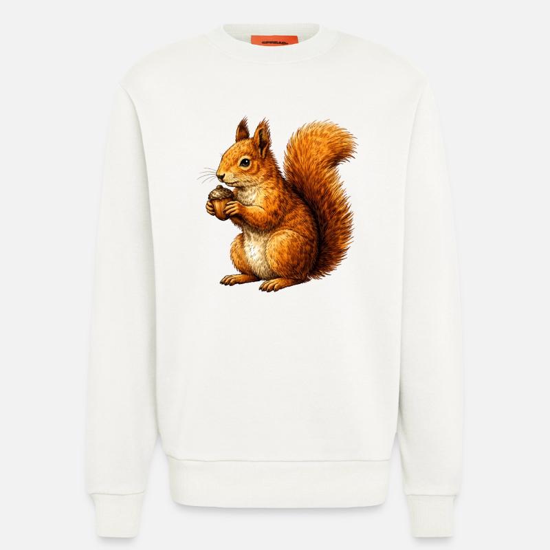 Niedliches Eichhörnchen mit Nuss –Tierillustration - Sweatshirt - made by SPREAD  - OFF WHITE
