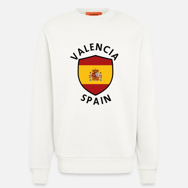 Valencia Spain Shield Pattern - Sweatshirt - made by SPREAD  - OFF WHITE