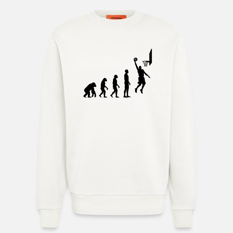 Basketball Evolution Human to Hoops Player - Sweatshirt - made by SPREAD  - OFF WHITE