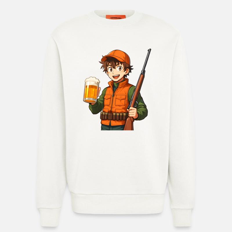 Jägerheld mit Bier und Flinte - Sweatshirt - made by SPREAD  - OFF WHITE