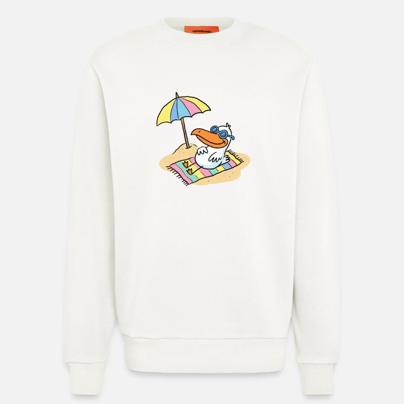 Sonnenvogel am Strand mit Schirm - Sweatshirt - made by SPREAD  - OFF WHITE
