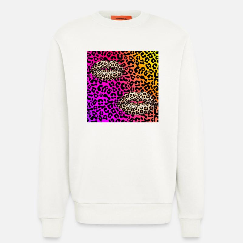 Leopard Lips on Neon Gradient - Sweatshirt - made by SPREAD  - OFF WHITE