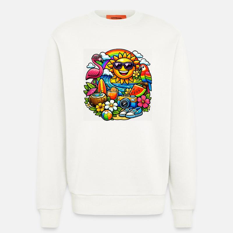 Conception d’été tropical baignée de soleil - Sweat bio décontracté fabriqué en UE - OFF WHITE