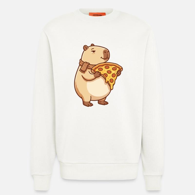 Pizza Capybara mit schmelzendem Käse - Sweatshirt - made by SPREAD  - OFF WHITE