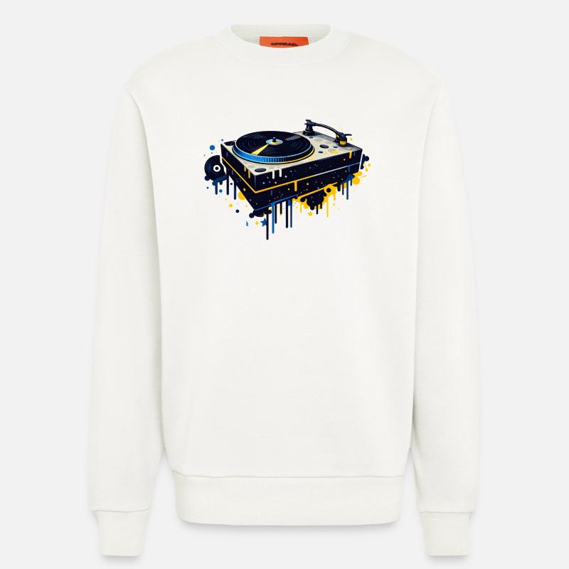 Graffiti Turntable Design - Sweatshirt - made by SPREAD  - OFF WHITE