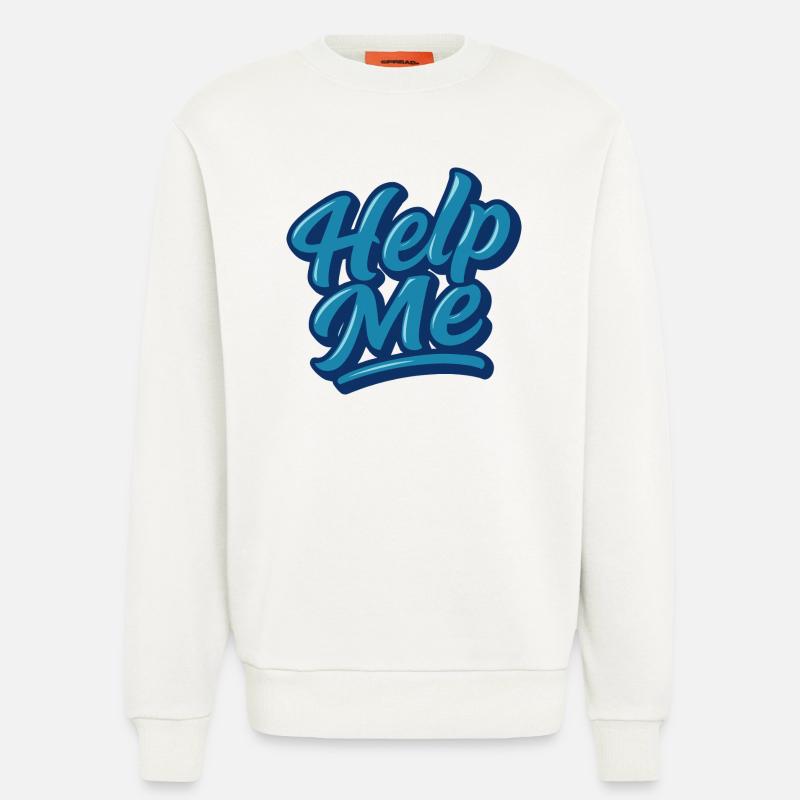 Hilfe Me Blau Script Logo - Sweatshirt - made by SPREAD  - OFF WHITE