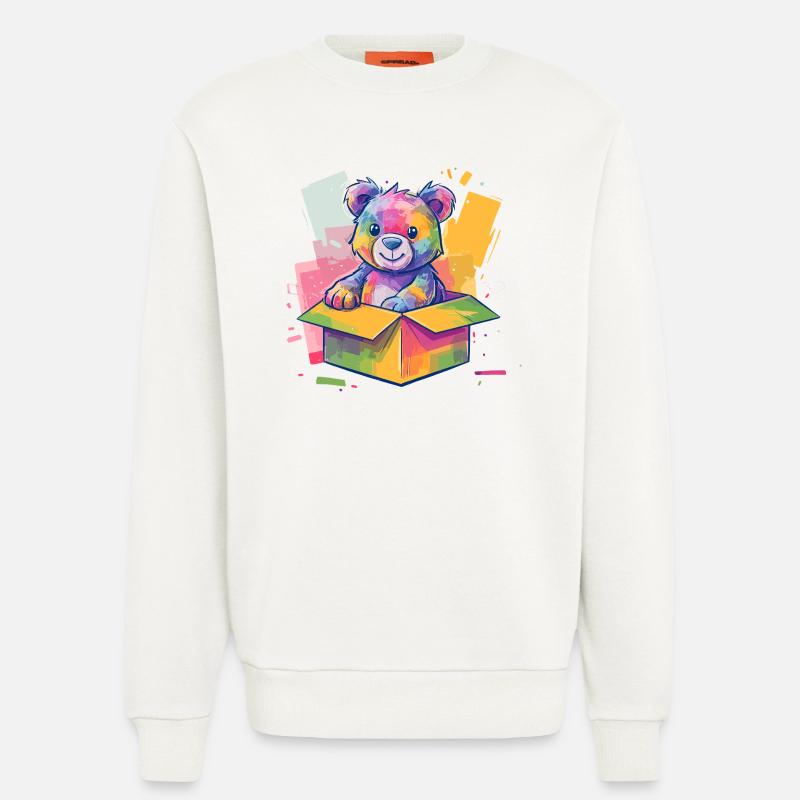 Rainbow Bear in a Box - Sweatshirt - made by SPREAD - OFF WHITE