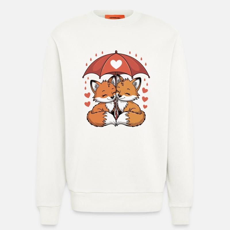 Fuchs Comic Paar Liebe - Sweatshirt - made by SPREAD  - OFF WHITE