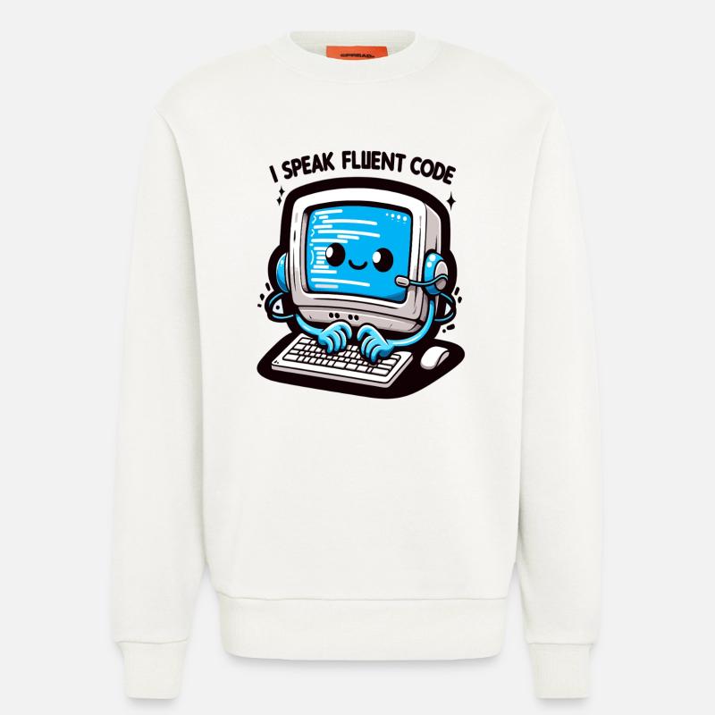 I Speak Fluent Code Retro Computer - Sweatshirt - made by SPREAD  - OFF WHITE
