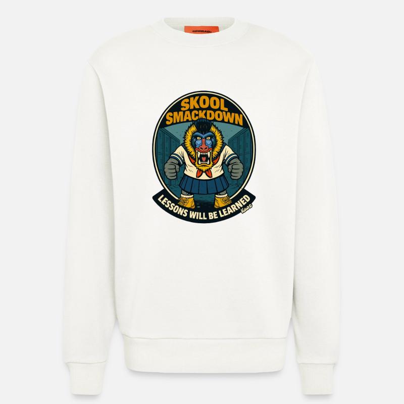 Schule Smackdown Primaten Affe Mandrill - Sweatshirt - made by SPREAD  - OFF WHITE
