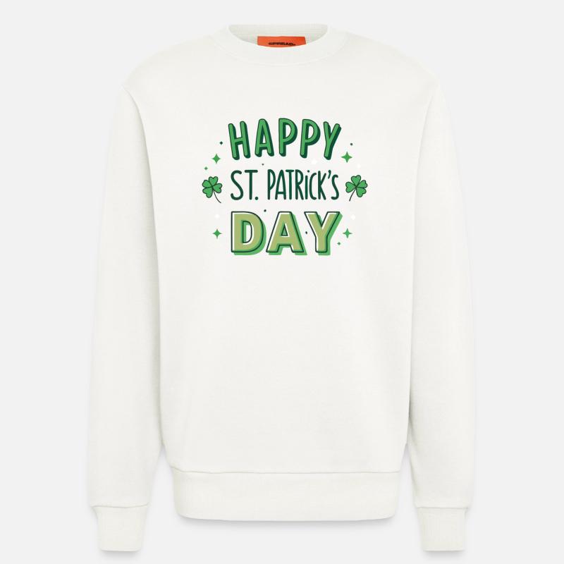 Joyeuse Saint-Patrick Graphisme Vert - Sweat bio décontracté fabriqué en UE - OFF WHITE