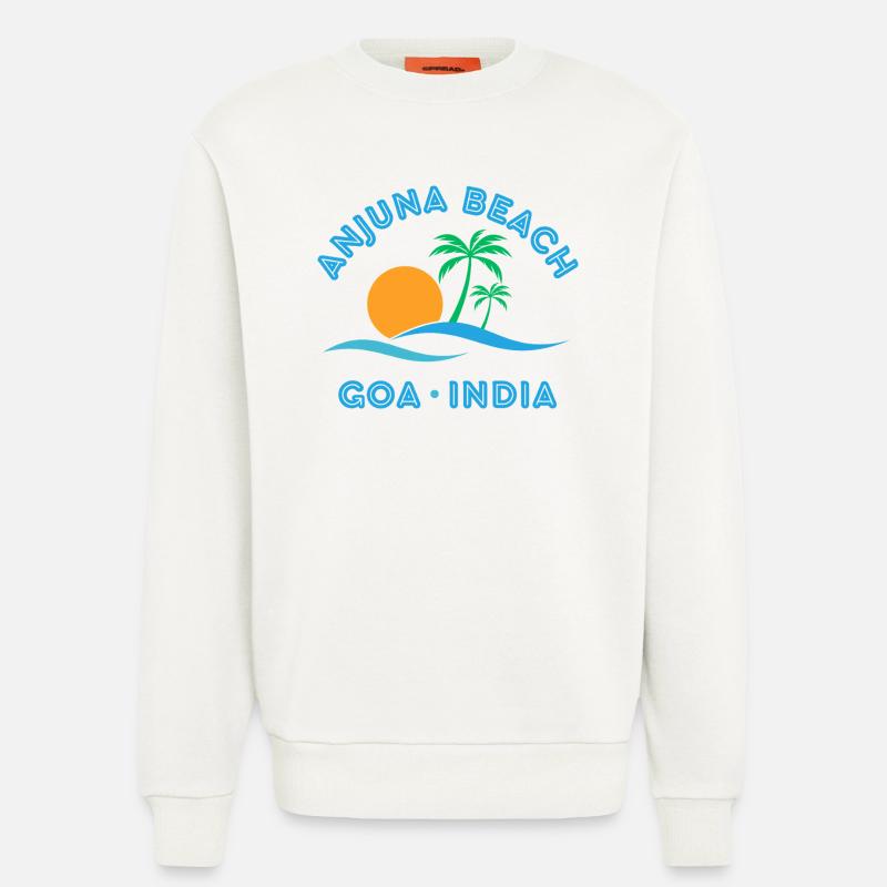 Plage d’Anjuna Goa Coucher de soleil - Sweat bio décontracté fabriqué en UE - OFF WHITE