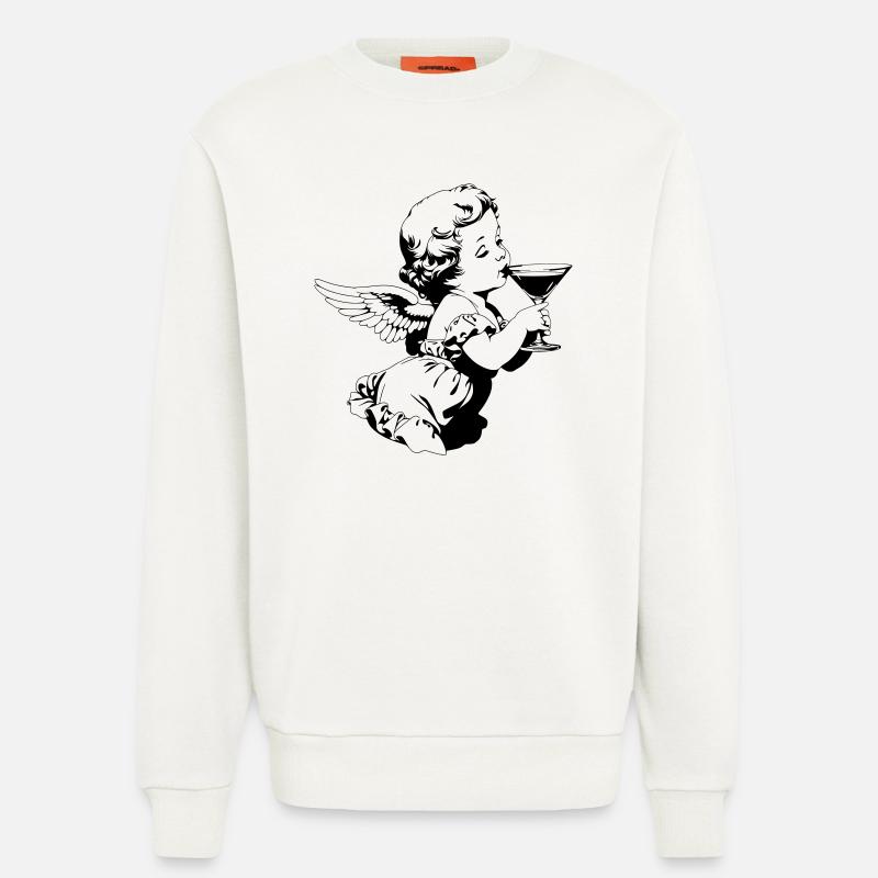 Cocktail Engel – Cherub mit Martini Glas - Sweatshirt - made by SPREAD  - OFF WHITE