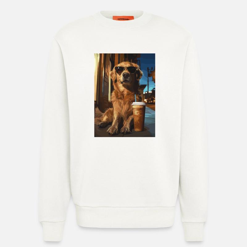 Golden Retriever mit Eiskaffee - Sweatshirt - made by SPREAD  - OFF WHITE