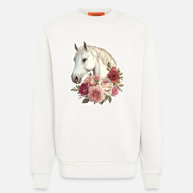 Pferd mit Blumen - Sweatshirt - made by SPREAD  - OFF WHITE