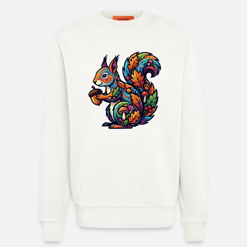 Buntes Eichhörnchen Herbstzauber Nuss Waldbewohner - Sweatshirt - made by SPREAD  - OFF WHITE